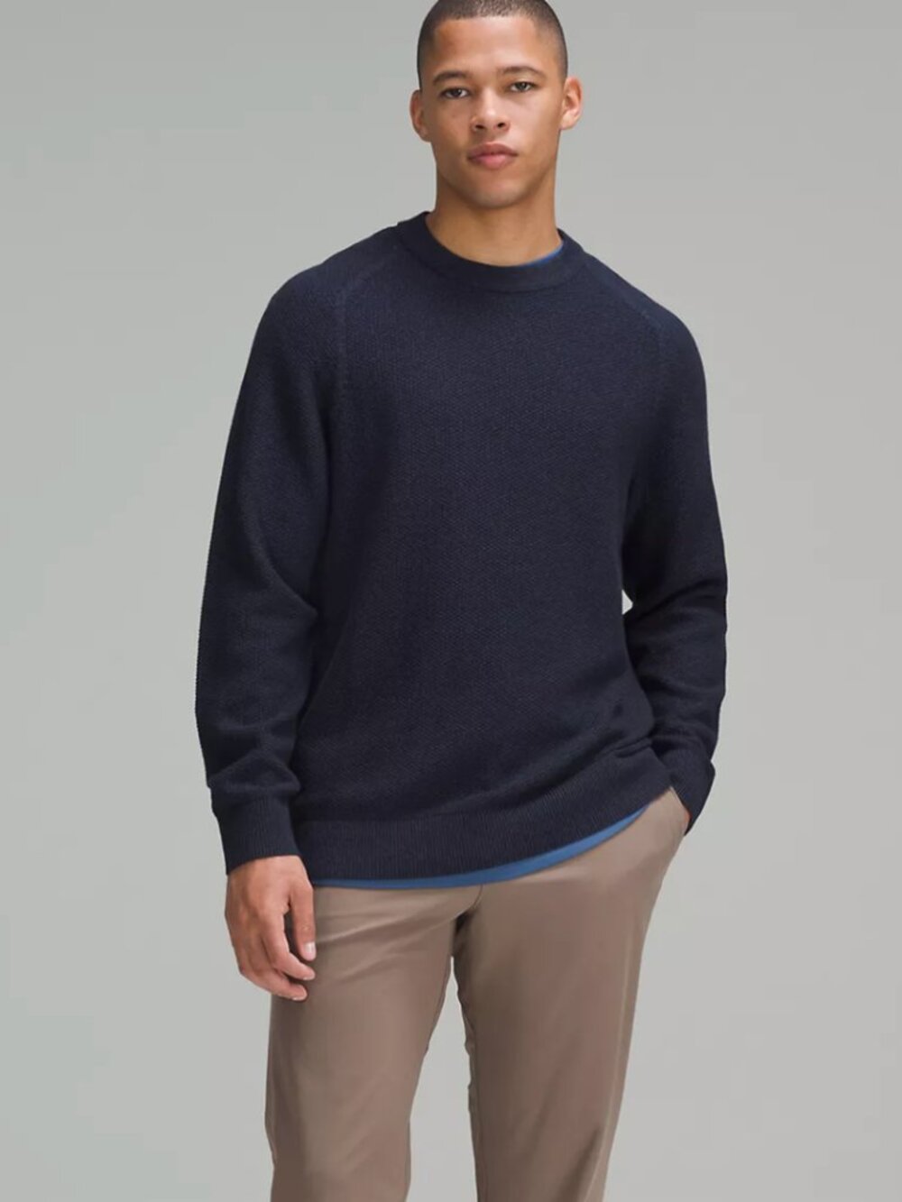 Lululemon Textured Knit Crewneck Sweater Navy - Medium